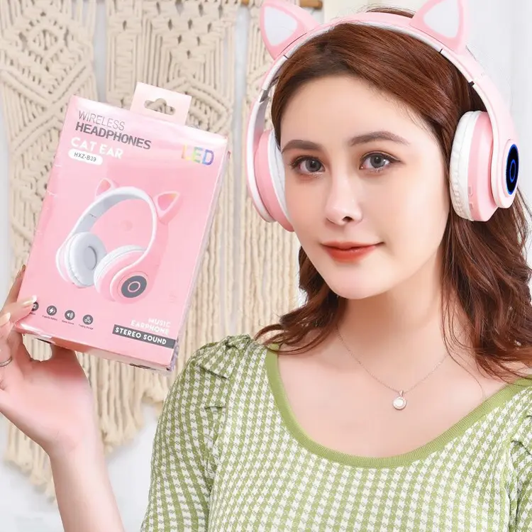 Cute Cat Ears Wireless Bluetooth Gaming Headset White - Image 6
