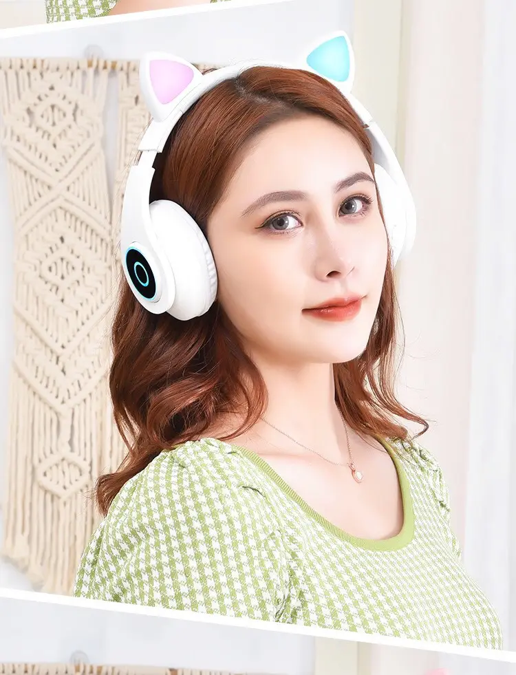 Cute Cat Ears Wireless Bluetooth Gaming Headset White — feature 16