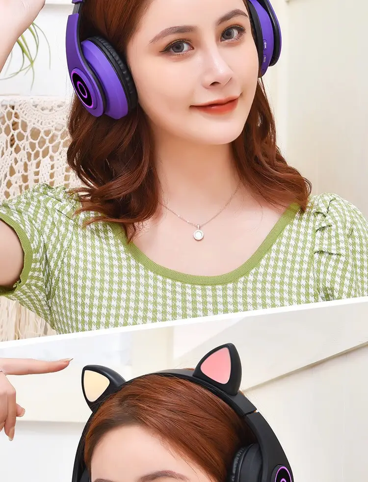 Cute Cat Ears Wireless Bluetooth Gaming Headset White — feature 19