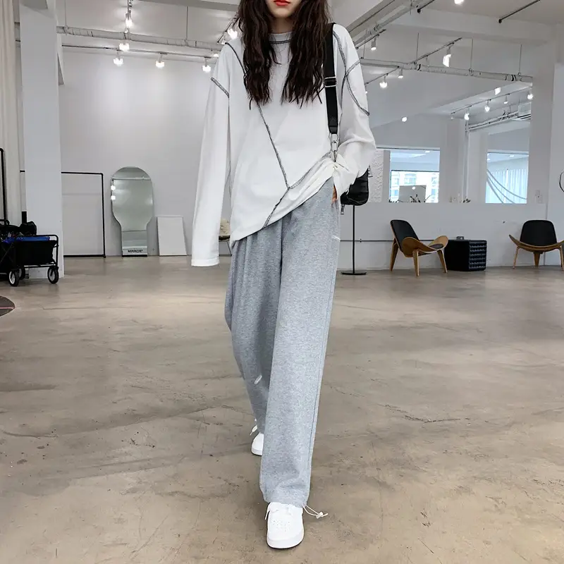 Women Gray Fleece Capri Pants Slimming Winter High Waist - Image 3