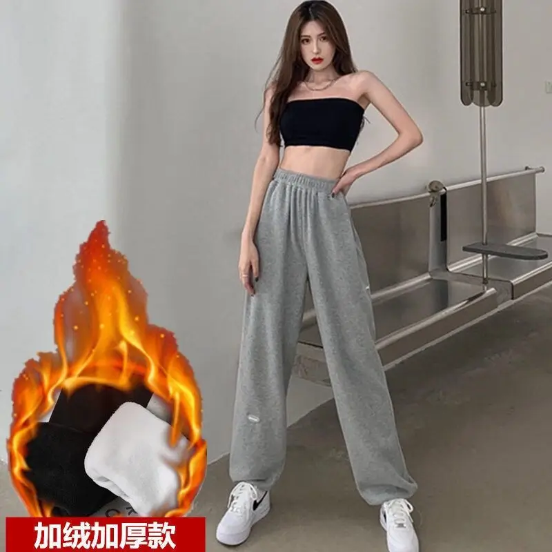Women Gray Fleece Capri Pants Slimming Winter High Waist - Image 4