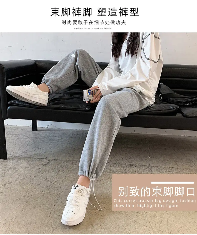Women Gray Fleece Capri Pants Slimming Winter High Waist — feature 6