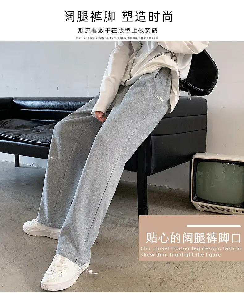 Women Gray Fleece Capri Pants Slimming Winter High Waist — feature 7