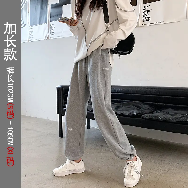Women Gray Fleece Capri Pants Slimming Winter High Waist - Image 2