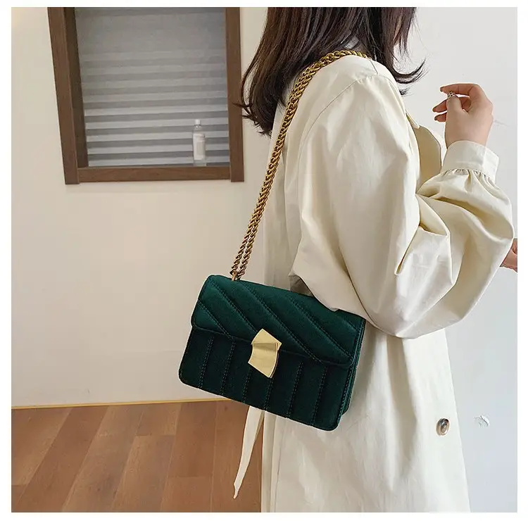 Women Velvet Crossbody Bag Red Metal Chain 2026 - Image 7