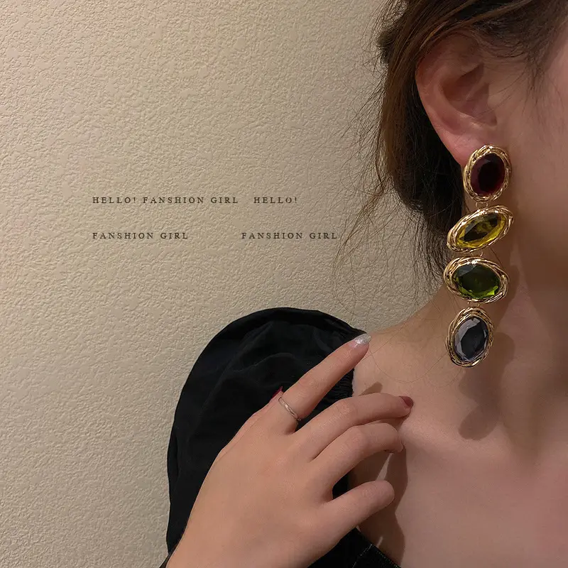 Long Rhinestone Earrings for Women Wholesale Fashion - Image 3