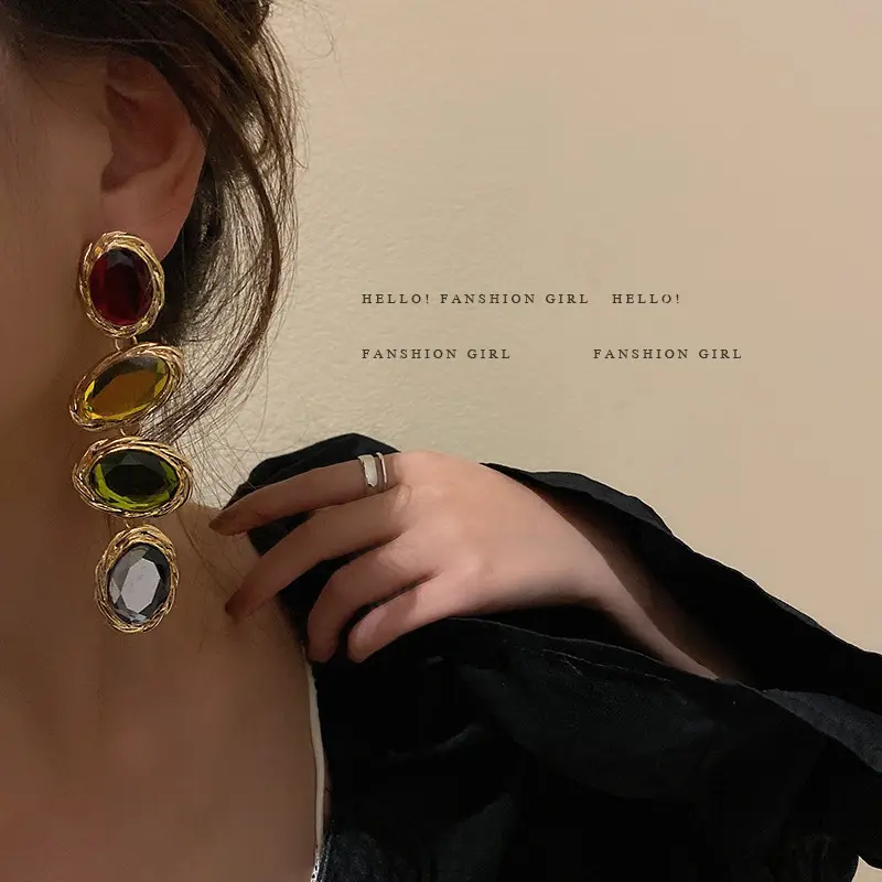 Long Rhinestone Earrings for Women Wholesale Fashion - Image 5
