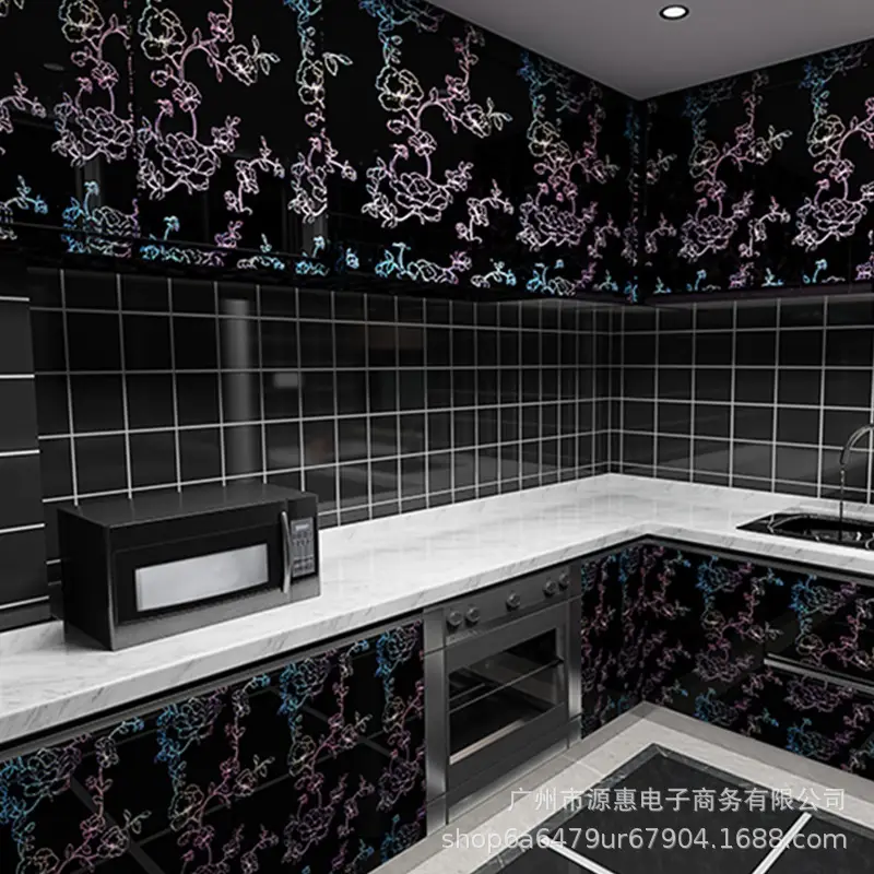 Pure black white wallpaper self-adhesive wood grain waterproof wallpaper frosted matte plain color versatile TV background sticker