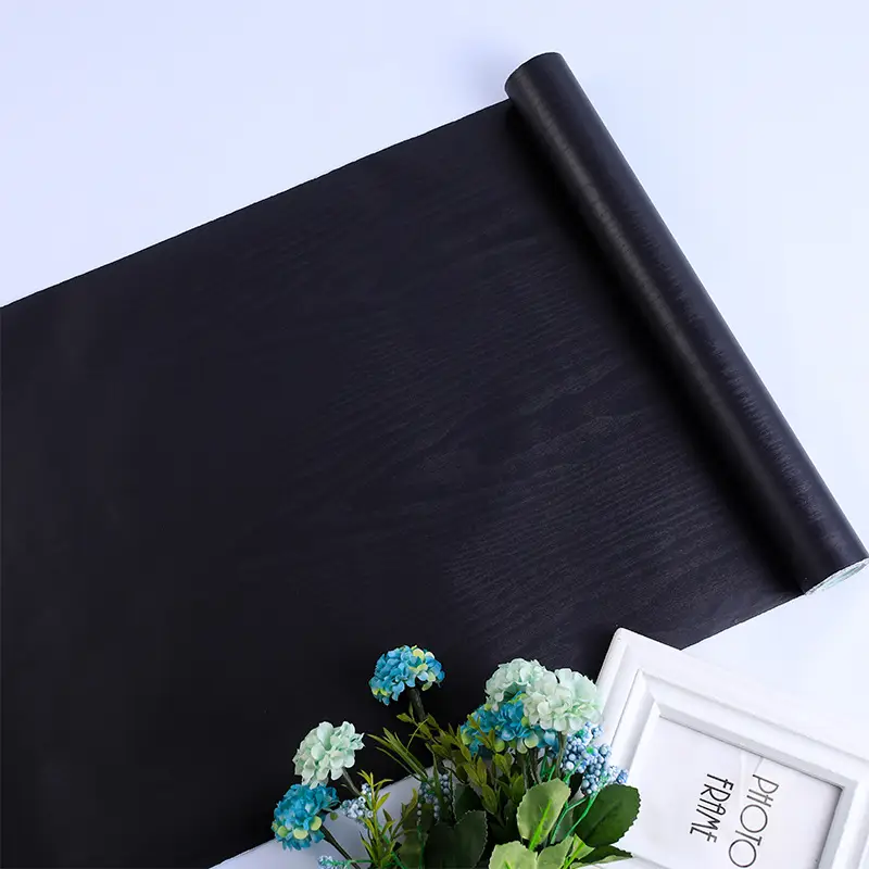 Pure black white wallpaper self-adhesive wood grain waterproof wallpaper frosted matte plain color versatile TV background sticker