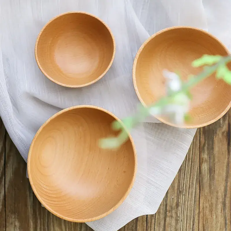 Hand Polished Wooden Rice Bowl Large Medium Small - Image 6