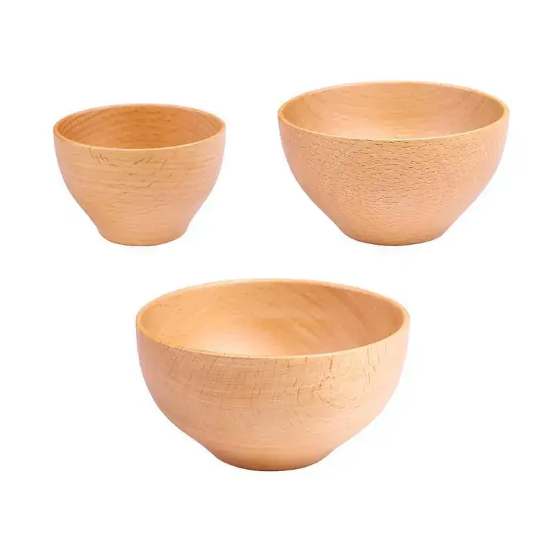 Hand Polished Wooden Rice Bowl Large Medium Small - Image 7