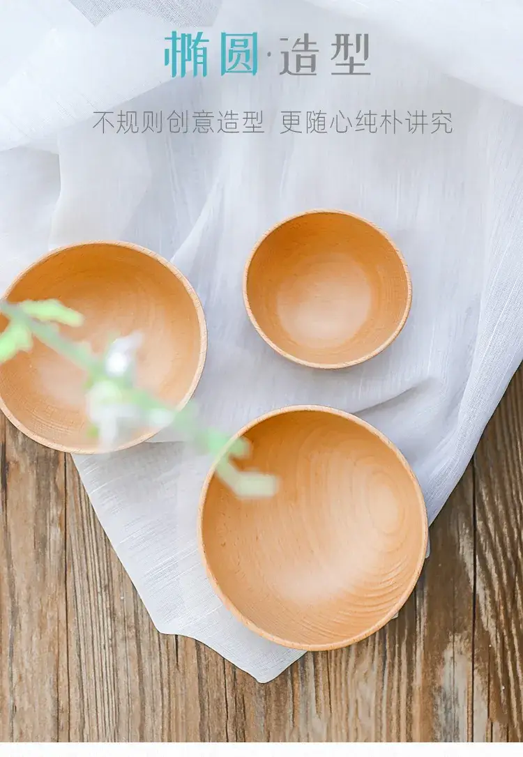 Hand Polished Wooden Rice Bowl Large Medium Small — feature 18