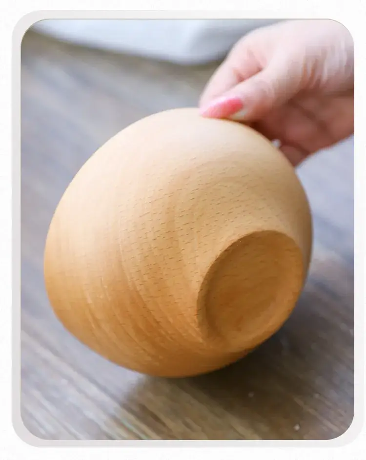Hand Polished Wooden Rice Bowl Large Medium Small — feature 27