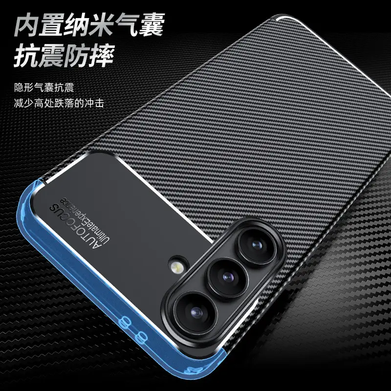 Samsung S24 Ultra Protective Case Fiber Pattern Black - Image 5