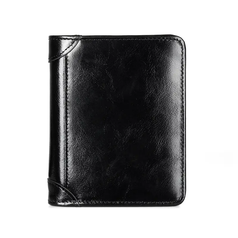 Factory Direct Sales Genuine Leather Wallet Men's Wallet Ultra-Thin Short First-Layer Cowhide Wallet Driver's License Integrated Fashionable and Simple