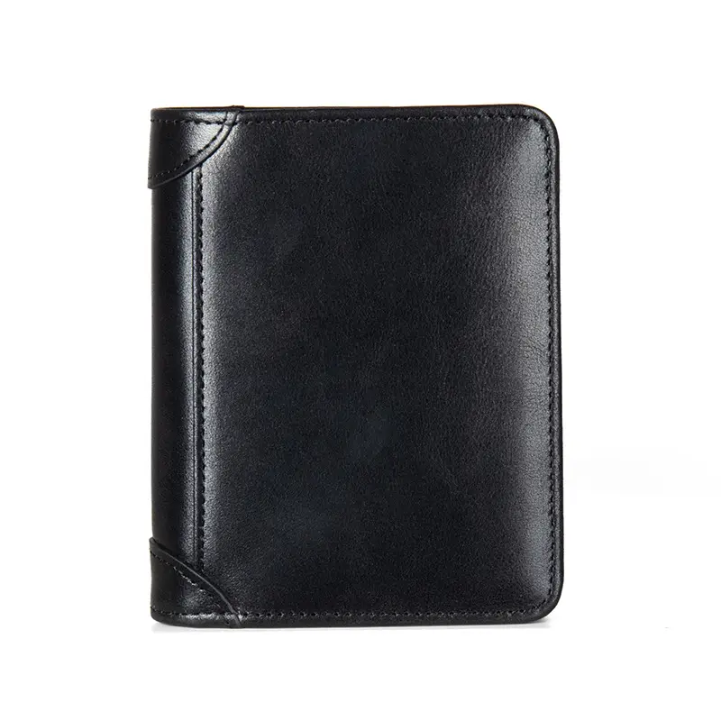 Factory Direct Sales Genuine Leather Wallet Men's Wallet Ultra-Thin Short First-Layer Cowhide Wallet Driver's License Integrated Fashionable and Simple