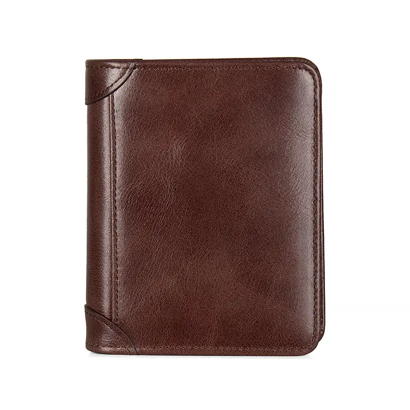 Factory Direct Sales Genuine Leather Wallet Men's Wallet Ultra-Thin Short First-Layer Cowhide Wallet Driver's License Integrated Fashionable and Simple