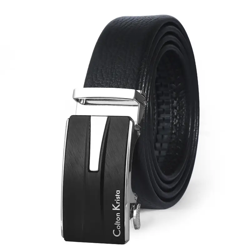 Men's Black Leather Belt with Automatic Buckle - Image 11