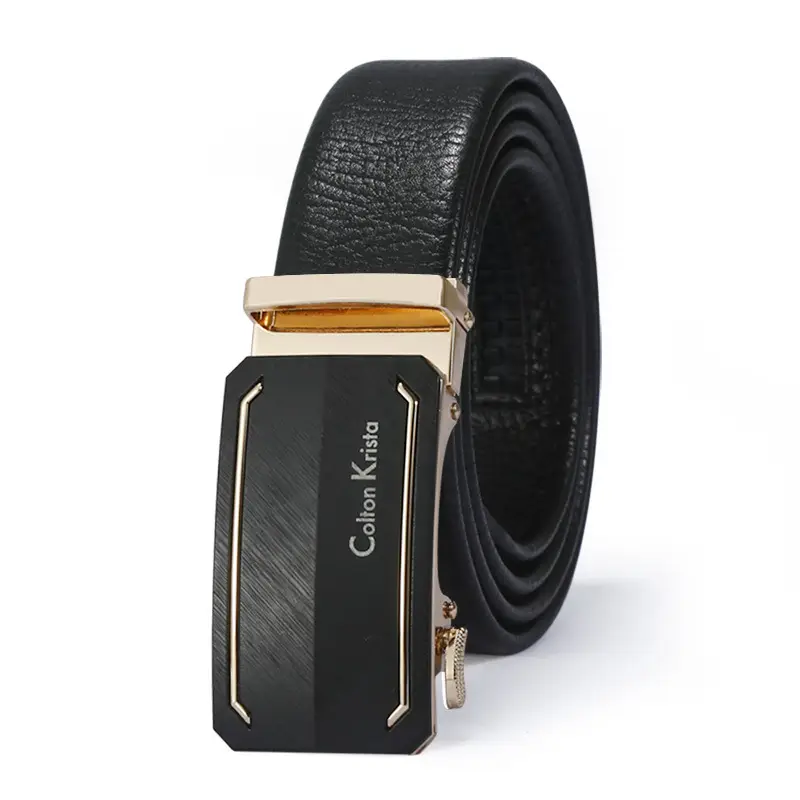 Men's Black Leather Belt with Automatic Buckle - Image 12