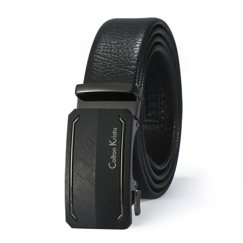 Men's Black Leather Belt with Automatic Buckle - Image 13