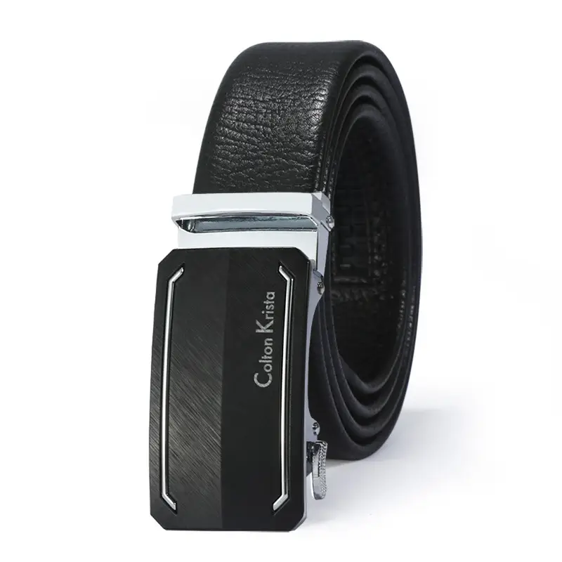 Men's Black Leather Belt with Automatic Buckle - Image 14