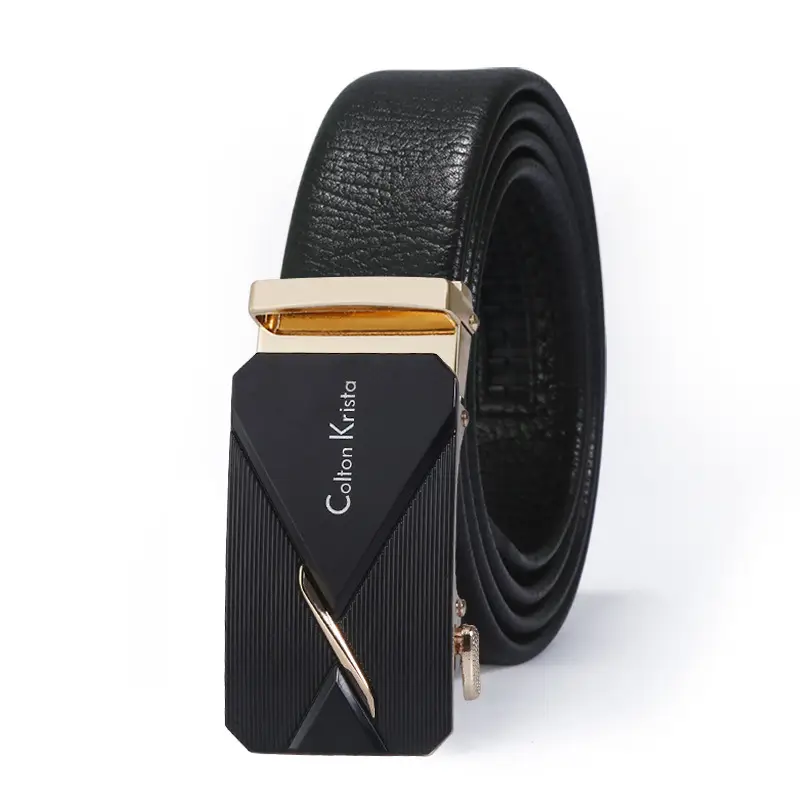 Men's Black Leather Belt with Automatic Buckle - Image 15