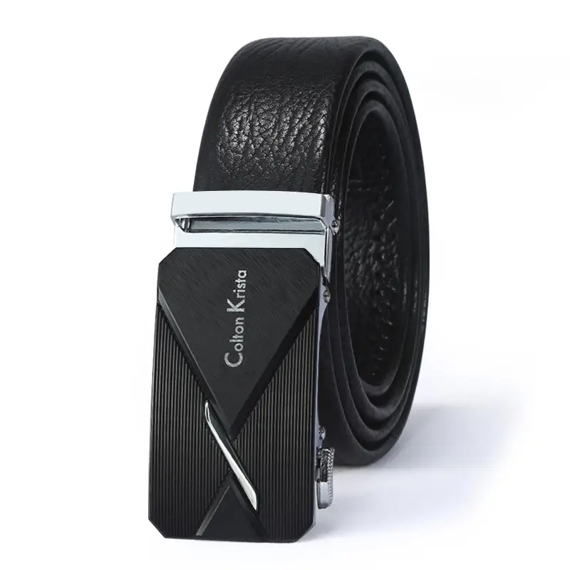Men's Black Leather Belt with Automatic Buckle - Image 17