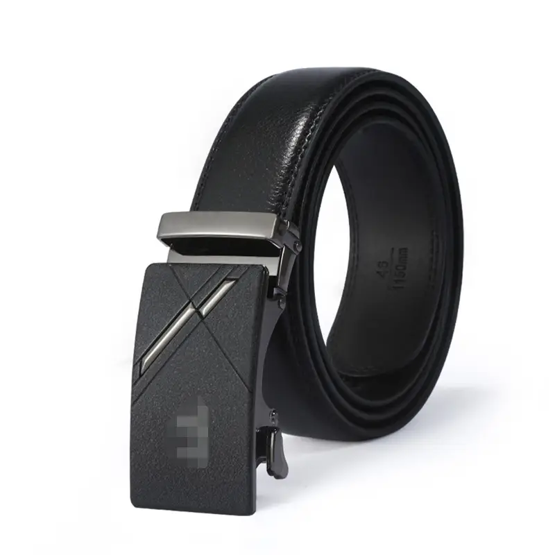 Men's Black Leather Belt with Automatic Buckle - Image 3