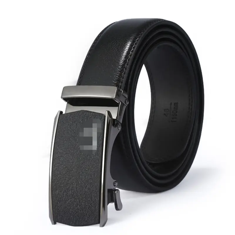 Men's Black Leather Belt with Automatic Buckle - Image 5