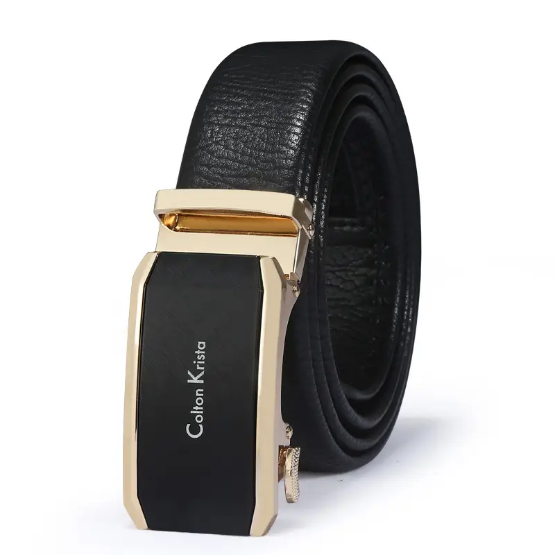 Men's Black Leather Belt with Automatic Buckle - Image 6