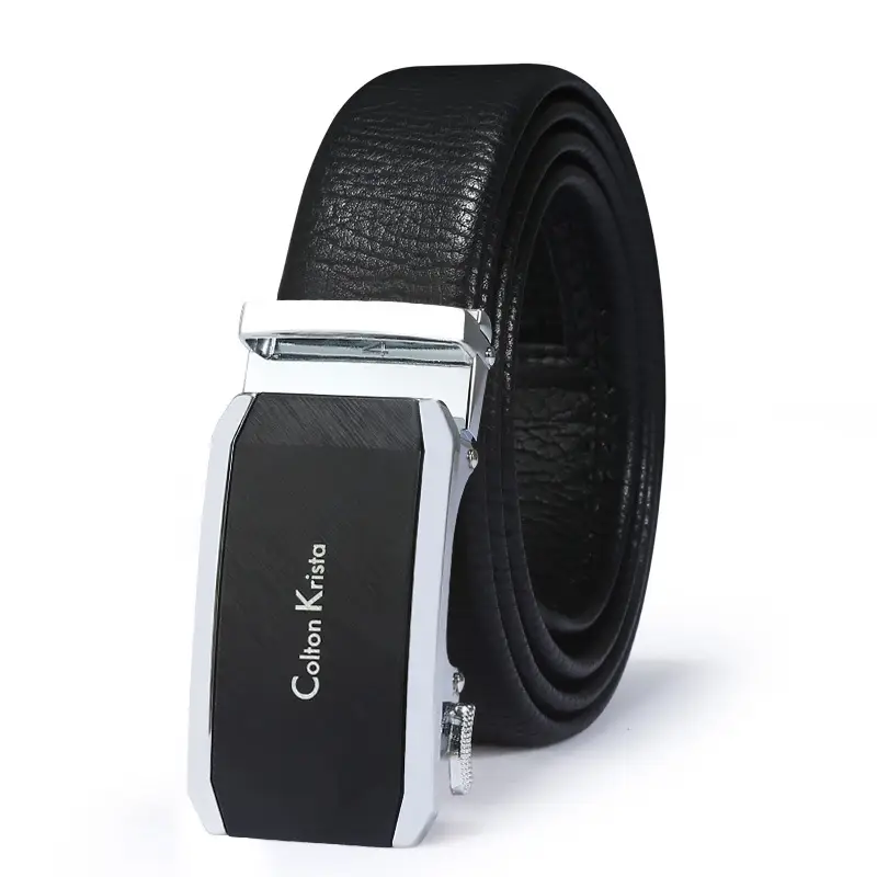 Men's Black Leather Belt with Automatic Buckle - Image 8
