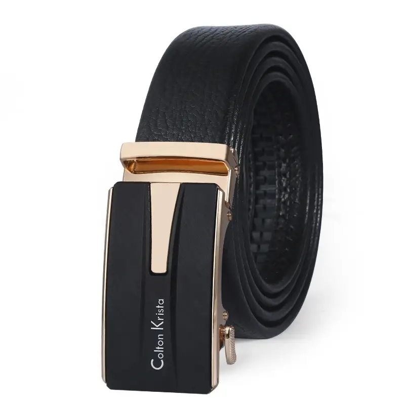 Men's Black Leather Belt with Automatic Buckle - Image 9