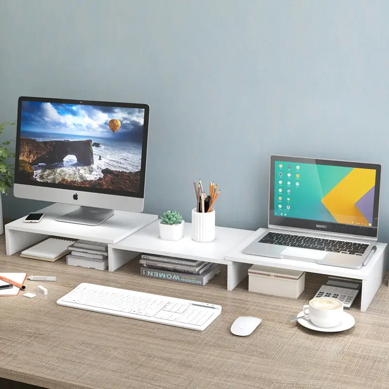 Telescopic Laptop TV Monitor Stand for Double Screen Desk