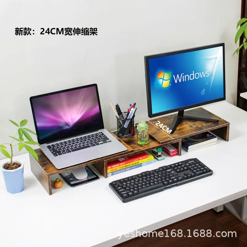 Telescopic Laptop TV Monitor Stand for Double Screen Desk