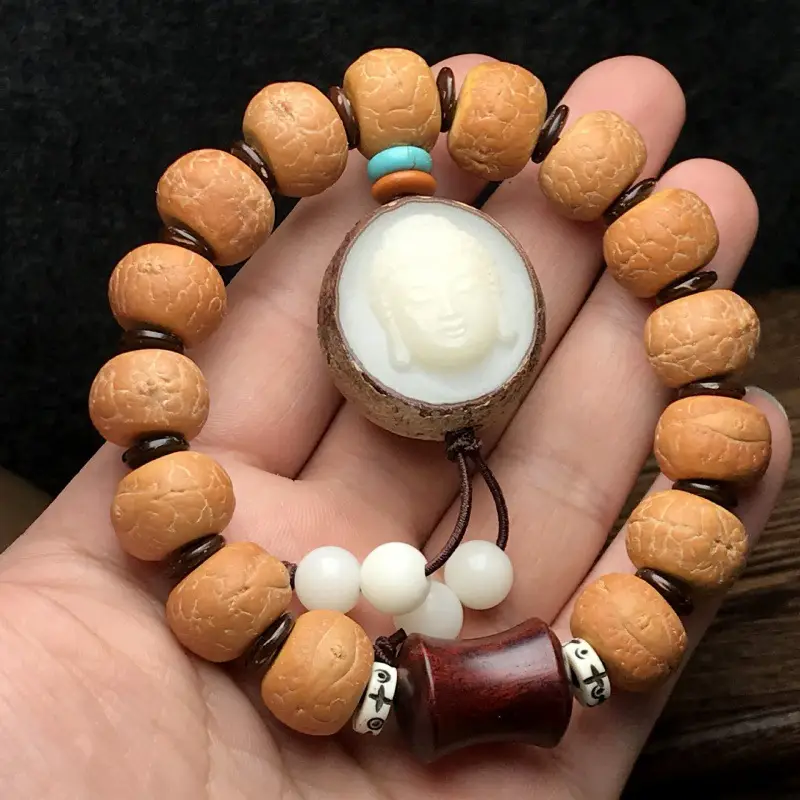 Xizang Buddhist Bead Bracelet for Women with Red Leather Strap - Image 2