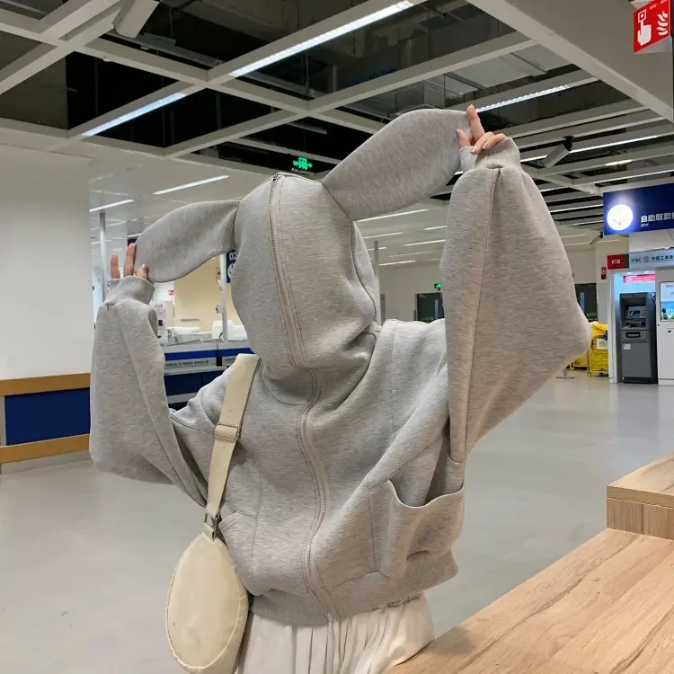 Women Grey Anti-Pilling Hooded Sweatshirt Set - Image 5