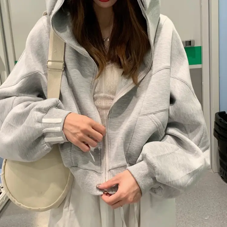 Women Grey Anti-Pilling Hooded Sweatshirt Set — feature 10
