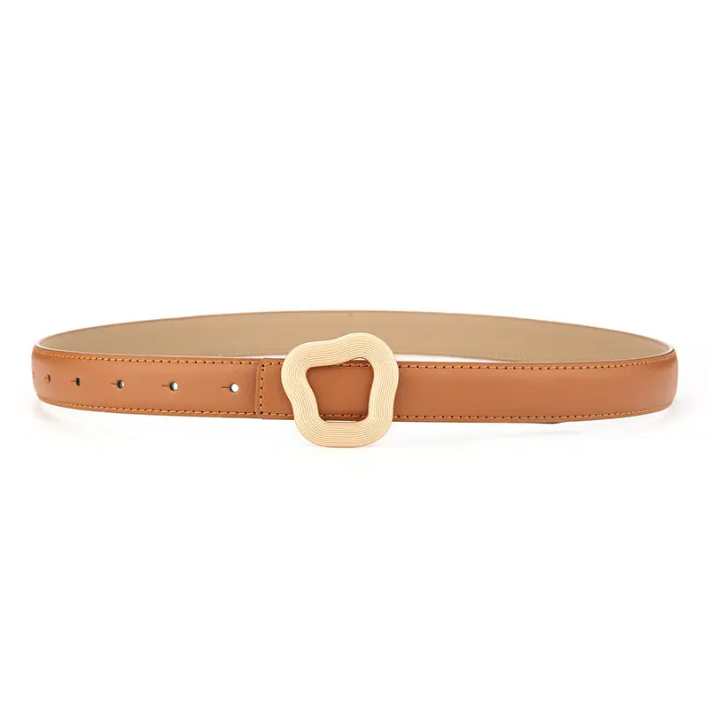 Women Genuine Leather Belt Tan Buckle - Image 2