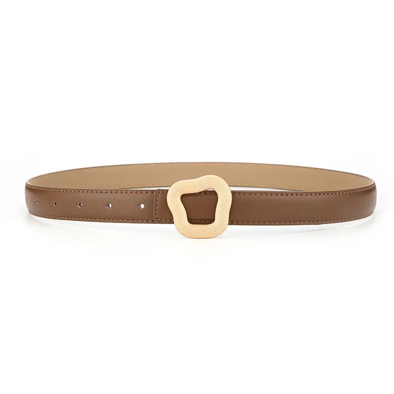 Women Genuine Leather Belt Tan Buckle - Image 3