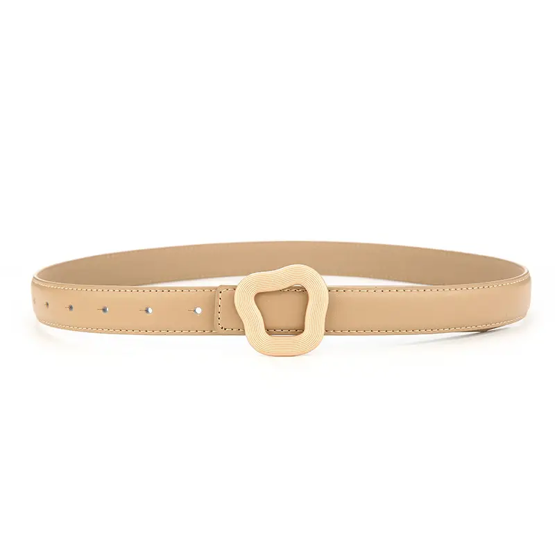 Women Genuine Leather Belt Tan Buckle - Image 5