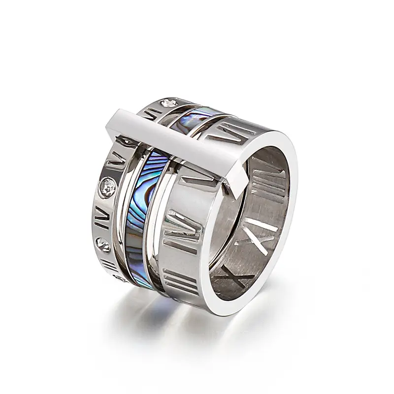Stainless Steel Multi-Ring with Roman Letter Design - Image 11