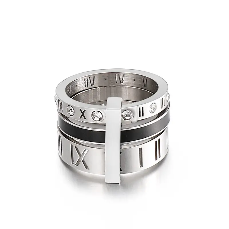 Stainless Steel Multi-Ring with Roman Letter Design - Image 18