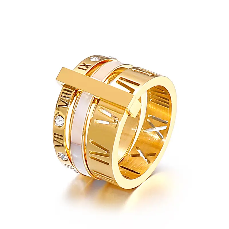 Stainless Steel Multi-Ring with Roman Letter Design - Image 4