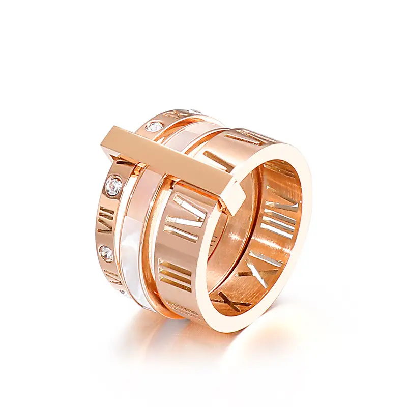 Stainless Steel Multi-Ring with Roman Letter Design - Image 6