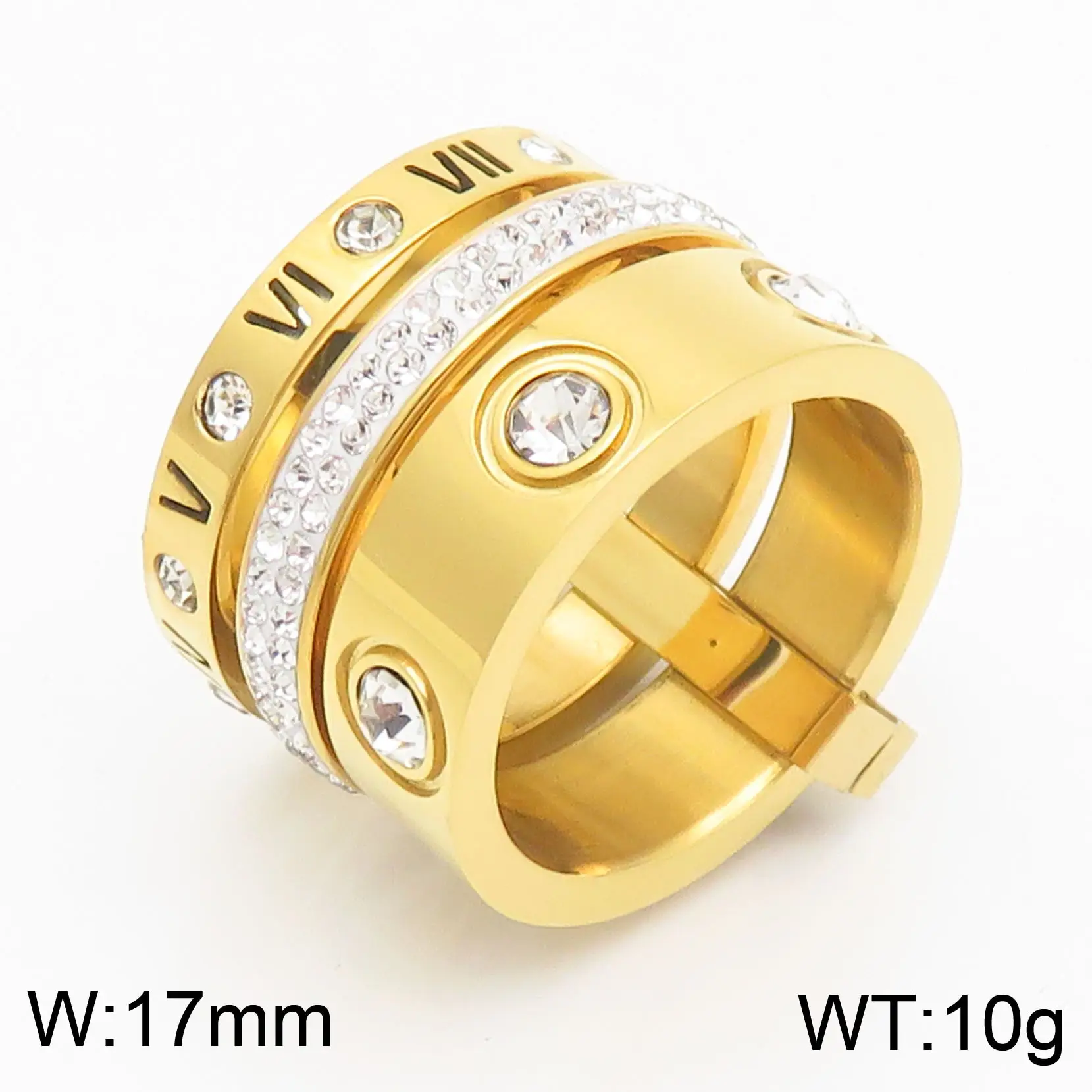 Stainless Steel Multi-Ring with Roman Letter Design - Image 7