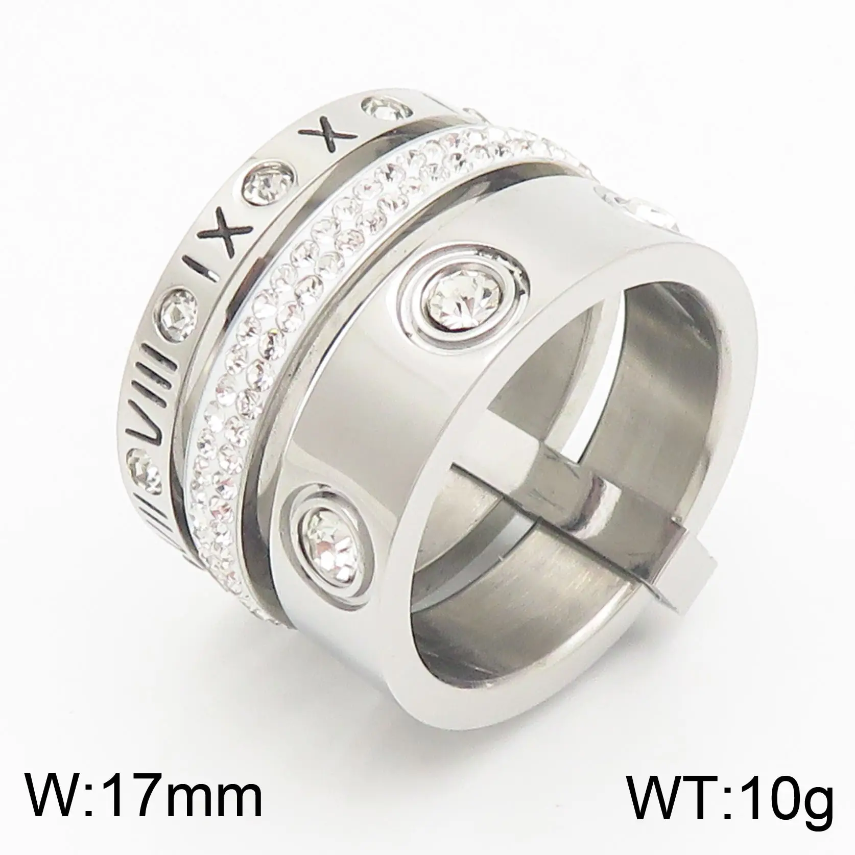 Stainless Steel Multi-Ring with Roman Letter Design - Image 9