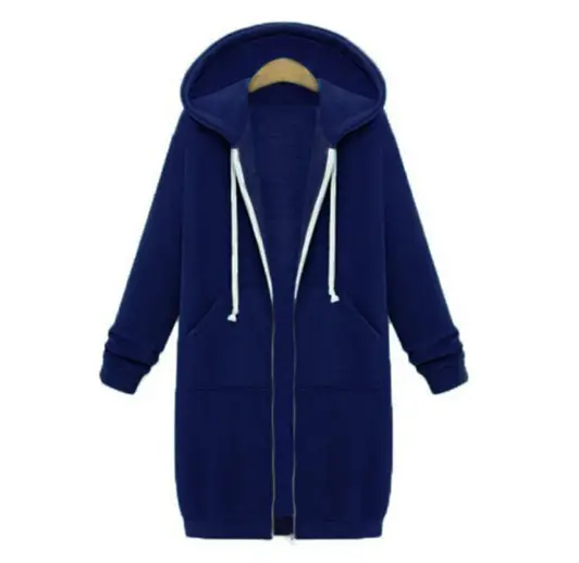 Women Hooded Vest Blue Winter Warm Loose Fit - Image 10