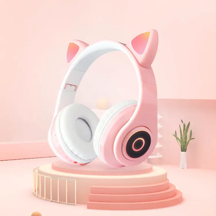 Cat Ear Bluetooth Headset Pink 5.0 Wireless