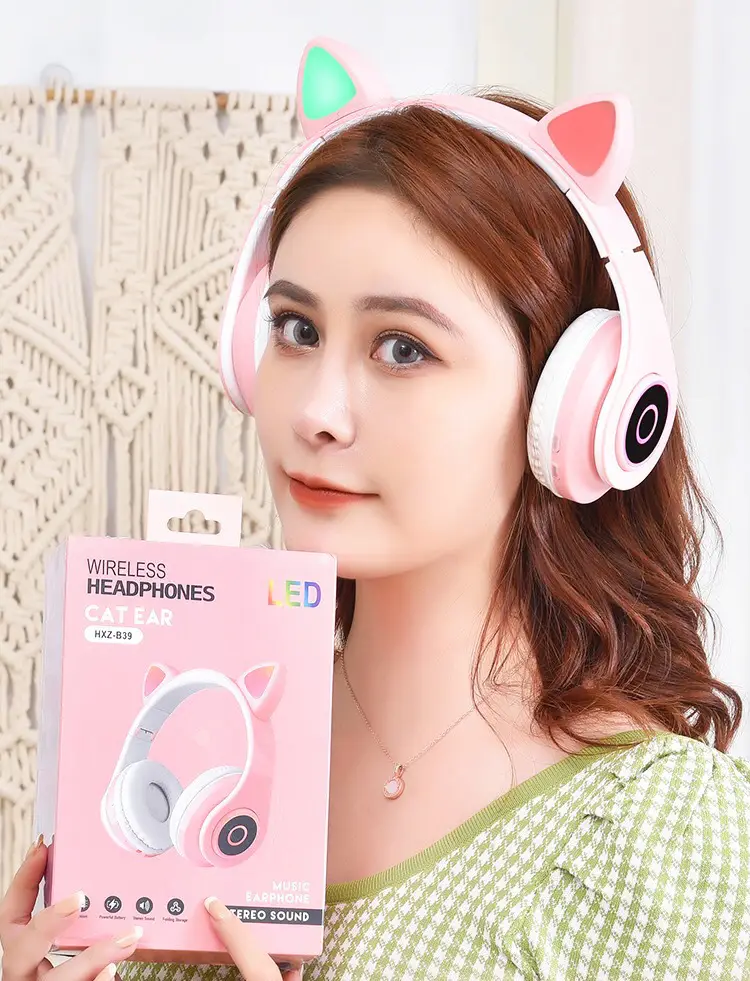 Cat Ear Bluetooth Headset Pink 5.0 Wireless — feature 2