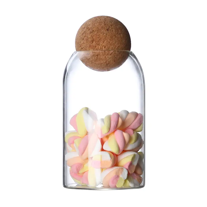 Glass Ball Cork Storage Jar for Dried Fruits & Coffee